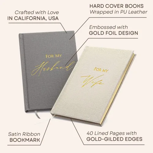 Miniatura 2 de MUUJEE Libros de Votos de Tapa Dura (Juego de 2) – Libros de Discursos de Ceremonia de Boda con Relieve de Papel Metalizado para Renovación