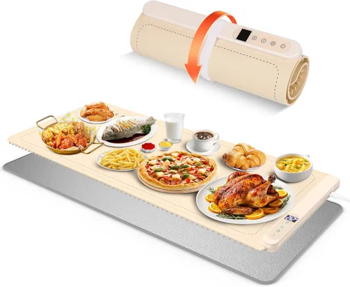 Tapete de calentamiento para alimentos, XXL 35 x 16 pulgadas, bandeja de calentamiento eléctrica para fiestas, bufé, tapete de calefacción rápida de