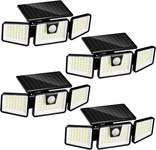 Miniatura 9 de INCX 156 luces LED solares de movimiento para exteriores, paquete de 2, 3 cabezales de luces solares de seguridad con sensor de movimiento IP65