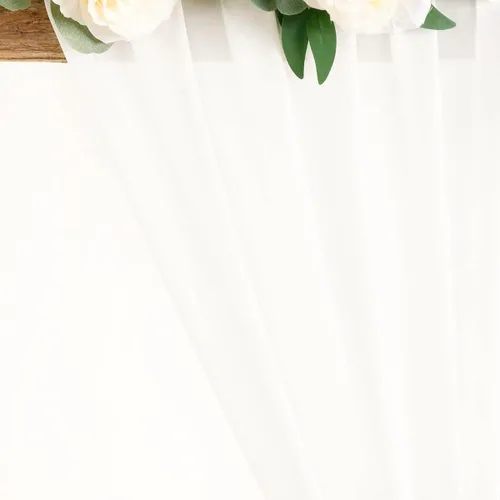 Miniatura 5 de MLMW Tela de Gasa de Color Marfil por Yarda 20 Yardas 60" de Ancho Tela para Drapeado de Arco de Boda Material Transparente para Telón de Fondo