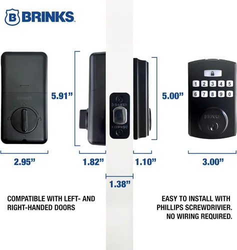 Miniatura 6 de BRINKS Cerraduras de Seguridad para Puerta, Entrada sin Llave de Alta Seguridad, Cerradura de Puerta Electrónica Inteligente con Cerradero, Hasta 50