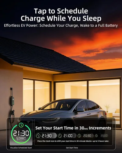 Miniatura 5 de Cargador EV NACS de nivel 2 de 40 amperios para carga móvil Tesla, 240 V, enchufe NEMA 14-50, cargador eléctrico portátil para automóvil con cable