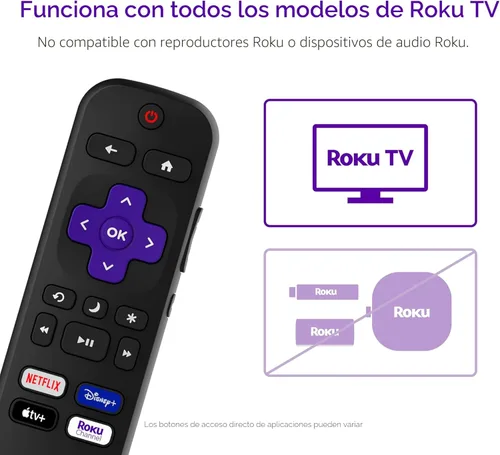 Miniatura 2 de Control remoto Roku TV (Producto oficial del fabricante) - Configuración simple y accesos directos de aplicaciones preestablecidos - Control remoto