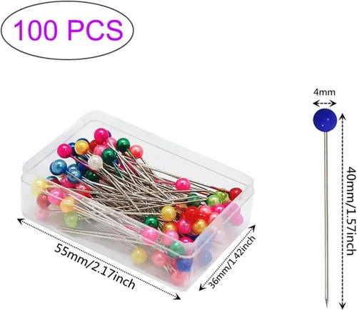 Miniatura 2 de Fbshicung Juego de herramientas de costura de 140 piezas, incluye cojín de pasador de tomate, pasadores de cabeza de bola de vidrio, agujas