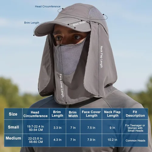 Miniatura 5 de Surblue Sombrero de pesca con solapa para el cuello, protección UV, protección UV, UPF50+