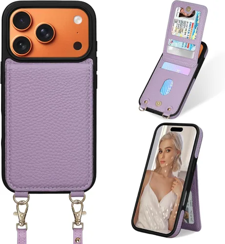 Miniatura 28 de Funda para iPhone 14 Pro Max de 6.7'', Funda Cartera Cruzada Desmontable con Ranuras para Tarjetas con Bloqueo RFID, Soporte de Anillo de 360°