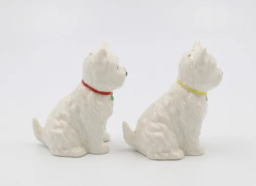 Miniatura 6 de Juego de salero y pimentero de cerámica de porcelana fina West Highland White Terrier Western Terrier Westie Dog Shamrocks Salero y Pimentero, 2-7/8