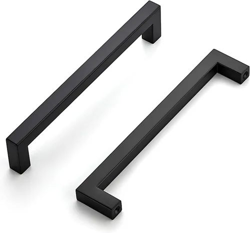 Miniatura 13 de Tiradores negros para gabinetes de cocina, tiradores negros para cajones de acero inoxidable cuadrados