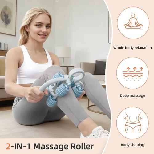 Miniatura 5 de Abahub Rodillo de masaje manual, rodillo de masaje para celulitis para hombres y mujeres, masajeador de fascia profunda para gimnasio en casa