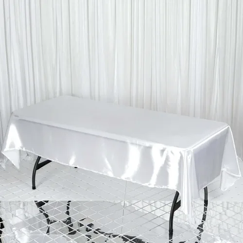 Miniatura 14 de Efavormart - Mantel rectangular de satén, 90 x 132 pulgadas, suave, oblongo, lavable, mantel decorativo de tela sedosa para bodas, fiestas, Plata