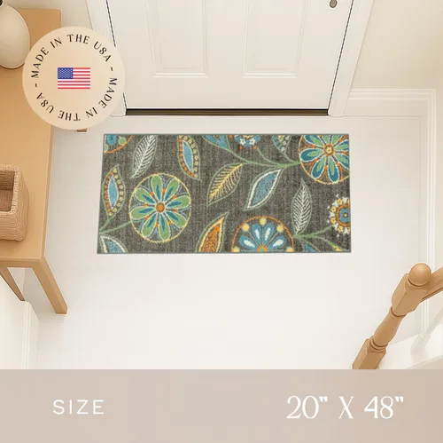Miniatura 3 de Maples Rugs Reggie - Alfombra de pasillo floral, fabricada en Estados Unidos, lavable, antideslizante, alfombra de interior para cocina, pasillo