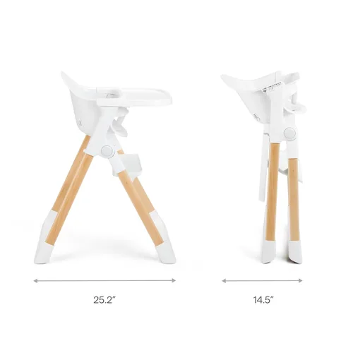 Miniatura 8 de Munchkin Float - Silla alta para bebés y niños pequeños, plegable para un fácil almacenamiento, color blanco con patas de madera