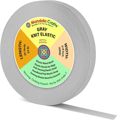 Miniatura 29 de Mandala Crafts Carrete de bandas elásticas anchas de 1/2 pulgada color beige para cinturas de pantalones, costura y manualidades DIY, 88 yardas