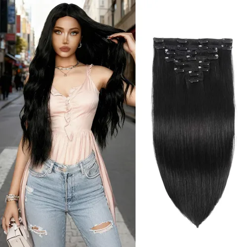 Miniatura 14 de Extensiones de cabello humano real con pinzas, 12 pulgadas, 2.89 oz, 8 piezas de extensiones de cabello Remy para mujer, color marrón medio