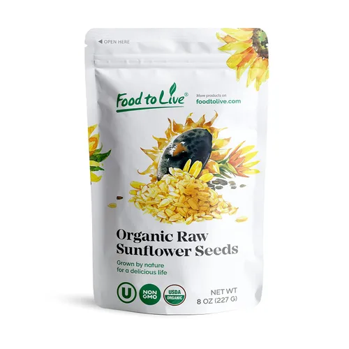 Food to Live Semillas de girasol germinadas orgánicas, 8 onzas sin OMG, Kosher, sin cáscara, sin sal, granos crudos, superalimento vegano, comida