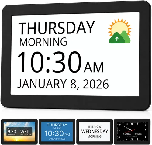 Robin Reloj 2026 con día y fecha para ancianos, relojes para personas mayores, reloj de demencia, calendario digital para ancianos, relojes de noche