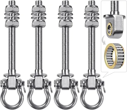 Dolibest Perchas de columpio con rodamiento, paquete de 4 ganchos de acero inoxidable 304 para vigas de madera y metal, ideal para colgar hamacas, 4