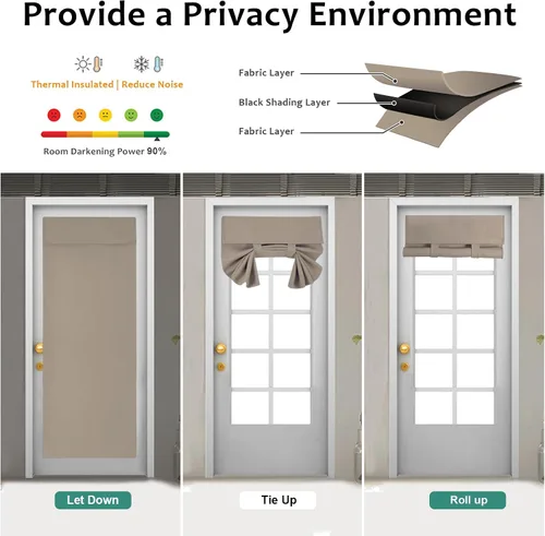Miniatura 6 de WdFour Cortinas de Puerta Francesa con Tacto Sedoso, Aislamiento Térmico, Reducción de Ruido, Cortinas Opacas para Puerta de Vidrio de Oficina