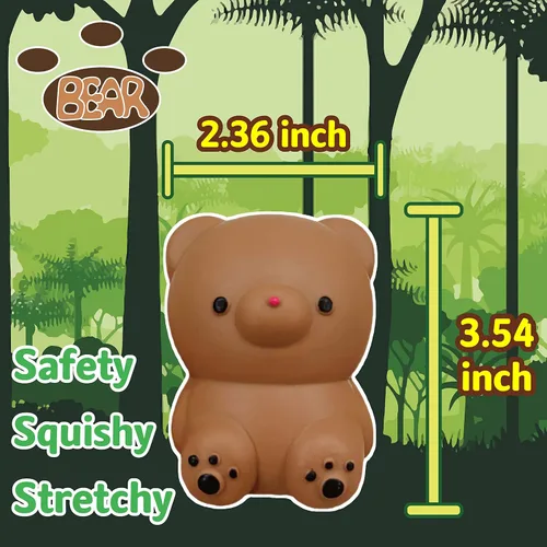 Miniatura 4 de Pelota de arcilla para aliviar el estrés de oso marrón (1 paquete) - Bola de arcilla para apretar animal esponjosa - Bolas antiestrés elásticas