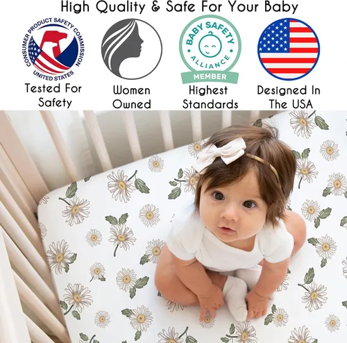 Miniatura 3 de Sweet Jojo Designs Sábanas bajeras para cuna (floral vintage de margaritas) para niñas, guardería infantil, habitación de niños pequeños