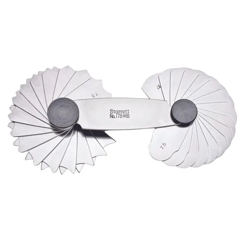 Miniatura 9 de Starrett Medidor de filete o radio para radios convexos y cóncavos, ideal para construcciones, acero inoxidable, 30 hojas, calibre de radio