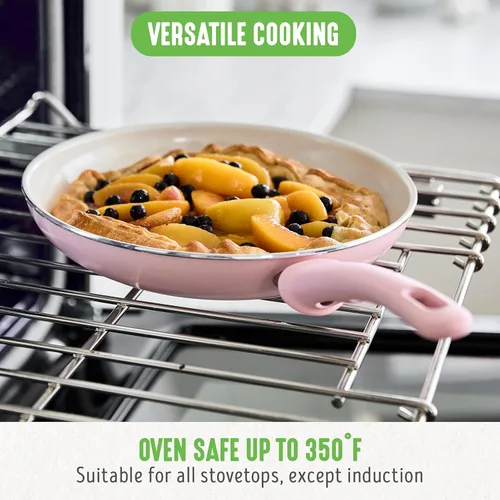 Miniatura 4 de GreenLife Sartén antiadherente de 8 pulgadas, cerámica no tóxica sin PFAS antiadherente, apta para lavavajillas y horno, asas que se mantienen Rosa