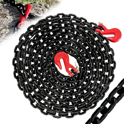Miniatura 10 de G80 Cadena de Carpeta de Transporte Cadena de 1/4"×20 PIES de Alta Resistencia con 3300 Libras de Fuerza de Rotura para Remolque Cadenas