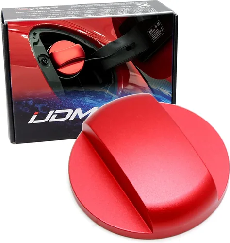 iJDMTOY Cubierta decorativa para tapa de gasolina con aspecto de aluminio, color rojo, compatible con Porsche Cayenne Macan 911 718 Cayman/Boxster,