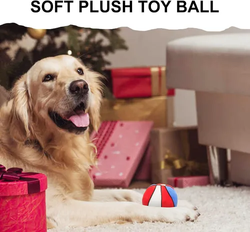 Miniatura 4 de Pelotas de Juguete para Perros - Baloncesto de Felpa Masticable para Perros, Pelota Chirriante Suave para Mascotas Rellena de Material Esponjoso