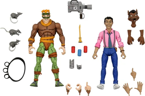 Teenage Mutant Ninja Turtles Cartoon Series - Figura de acción de 7 pulgadas, paquete de 2 unidades, exclusivo - Rat King & Vernon