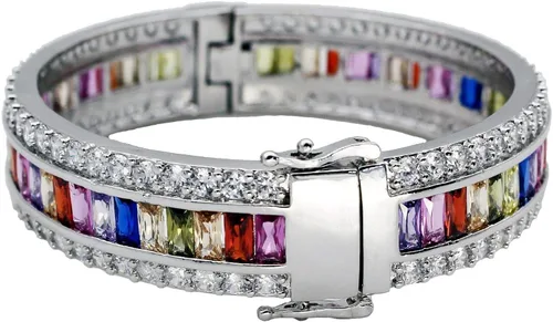 Miniatura 2 de Pulseras de amatista para mujer, color granate, rubí azul, zafiro, pulsera de tenis, novia, novia, joyería, Piedra Platino, morganita, topacio