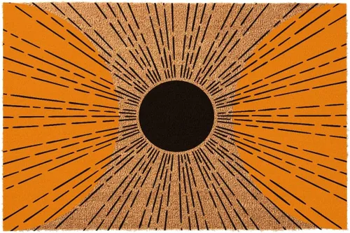 Fun Coir - Tapete con estampado de sol de mediados de siglo, decoración moderna de bienvenida para porche delantero, alfombra personalizada con