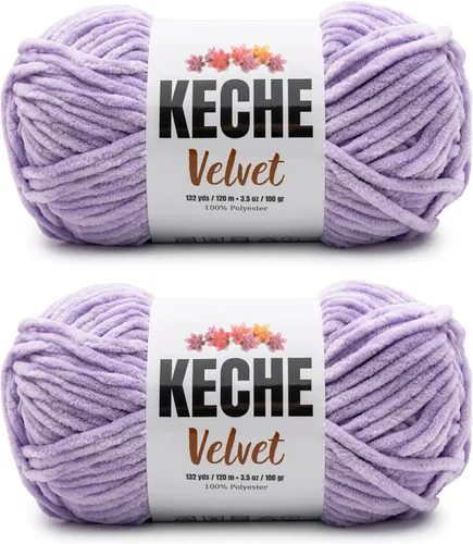 Miniatura 29 de Keche Hilo de terciopelo para ganchillo, manta de felpilla suave, voluminosa, hilo amigurumi, 3.53 oz (132 yardas), color azul bebé
