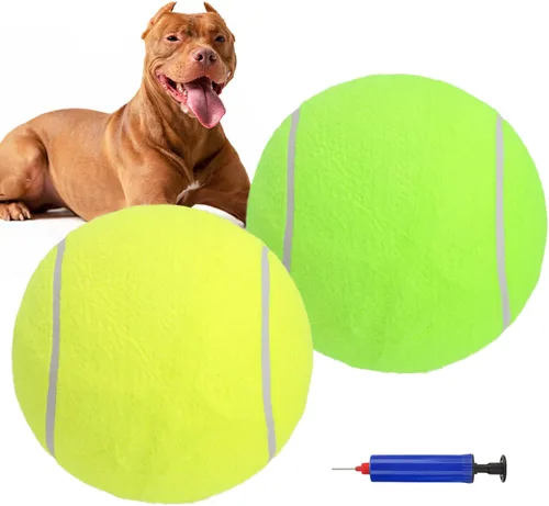 Miniatura 9 de SCENEREAL Pelota de tenis gigante para perros, paquete de 2, pelotas de tenis grandes de 9.5 pulgadas de grosor mejorado para perros, juguetes