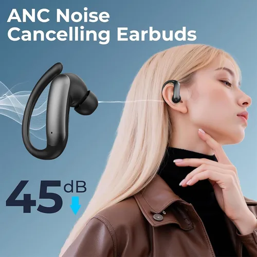 Miniatura 6 de Auriculares inalámbricos de oreja abierta Bluetooth 6.0, color negro Sport Earbuds, 5hrs Playback with Charging Case, Over-Ear Hook In-Ear