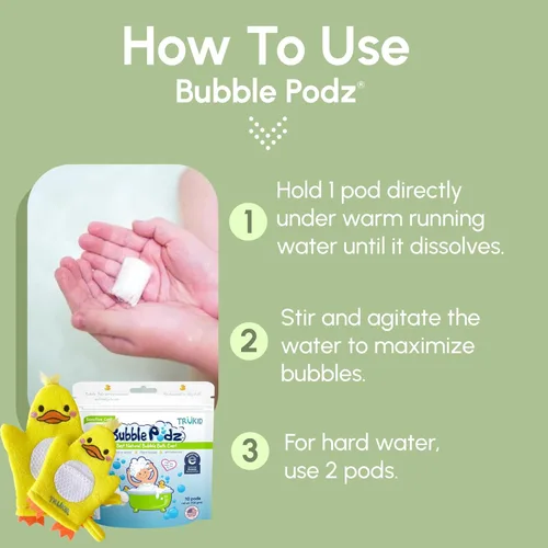 Miniatura 2 de TruKid Podz de burbujas para eccema con crema para eccema y guante de burbujas - Juego de baño de burbujas suave y cuidado de la piel para niños