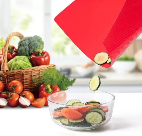 Miniatura 5 de 5 alfombrillas de plástico flexibles para tabla de cortar con iconos de alimentos, tablas de cortar sin BPA para cocina, alfombrilla de corte
