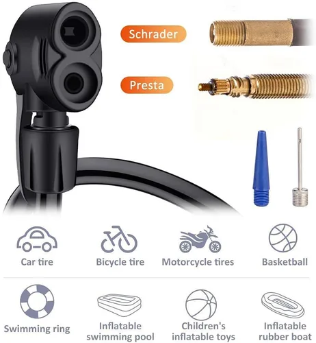 Miniatura 3 de Bomba para Bicicleta, Mini Bomba de Bicicleta Portátil Bomba de Piso para Bicicleta con Válvulas Presta y Schrader Bomba de Aire de Piso