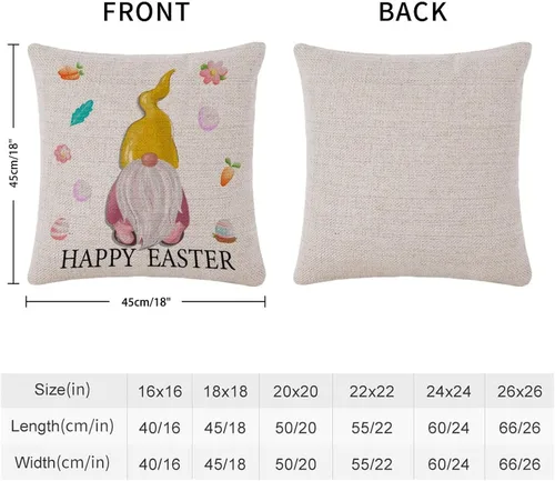 Miniatura 17 de Divertidas fundas de almohada de gnomo de Pascua, huevos de Pascua, zanahorias, divertidas fundas de almohada de 16 x 16 pulgadas, decoración