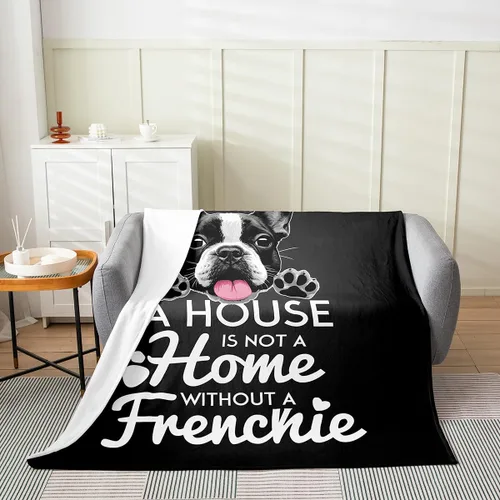 Miniatura 2 de Castle Fairy Manta de franela de bulldog blanco y negro para todas las estaciones, suave y ligera para todas las estaciones, manta de forro polar