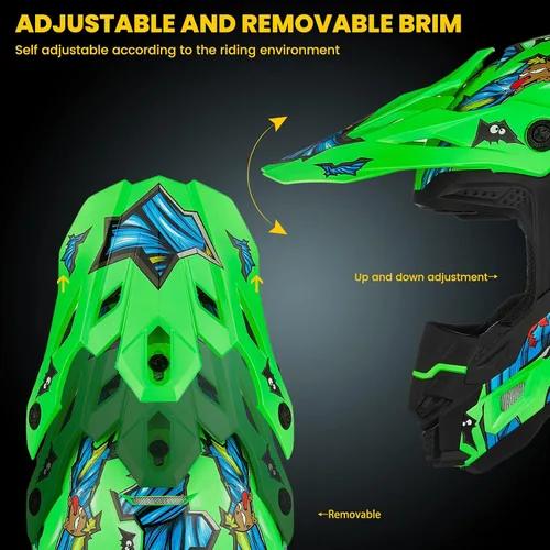 Miniatura 4 de ILM DOT&ECE Casco ATV para Jóvenes Casco de Dirt Bike para Niños Casco Infantil Motocross Dirtbike BMX MX Todoterreno Deporte Dual Cara Completa