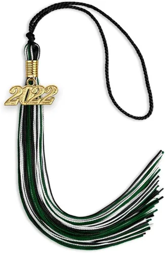 Miniatura 102 de Endea Graduation Borla mixta de triple color con gota de fecha dorada (negro/dorado/blanco, 2021)