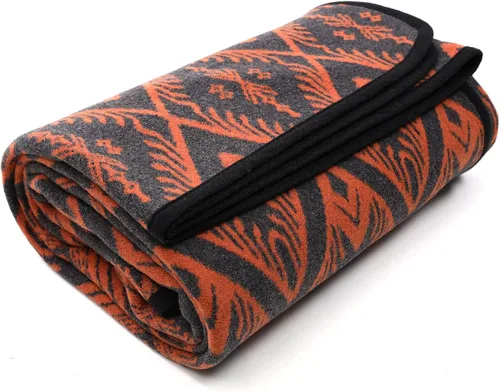 Miniatura 10 de PuTian Manta de lana merina, 63 x 51 pulgadas, color naranja bohemio, ideal para camping, al aire libre, eventos deportivos, supervivencia y kits