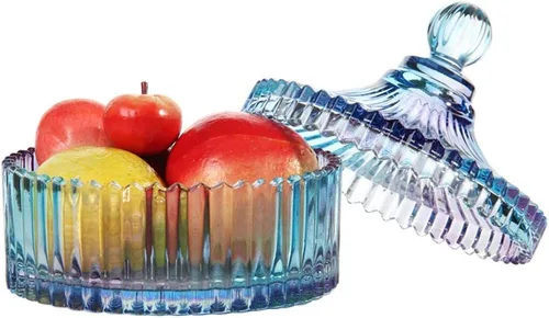 Miniatura 3 de CHOOLD - Frasco para dulces con forma de tienda de campaña de cristal transparente de lujo con tapa, frasco de vidrio transparente de estilo Morado