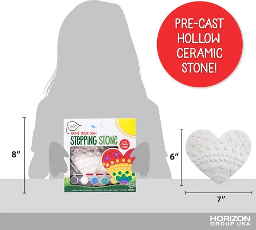 Miniatura 8 de Creative Roots Juego de piedra de escalonamiento de mosaico en forma de corazón, incluye piedra de cerámica de 7 pulgadas y 6 pinturas vibrantes