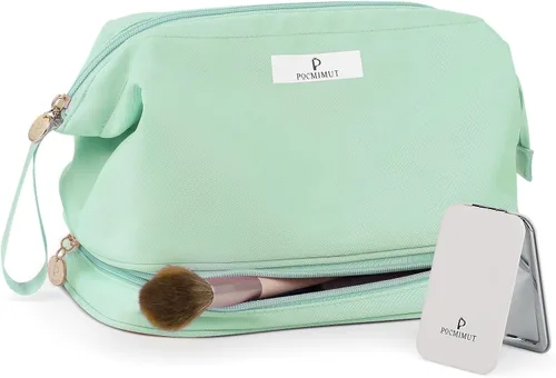 Miniatura 8 de Pocmimut - Bolsa de maquillaje para mujer, neceser grande y de viaje. Para guardar objetos de aseo, maquillaje, peines, cepillos, etc., D-verde