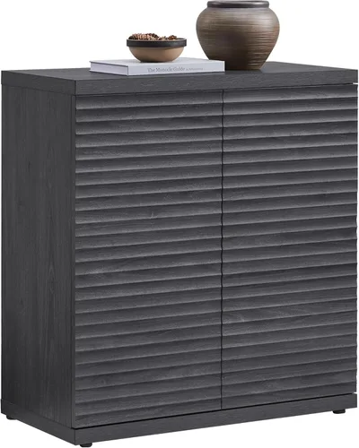SICOTAS Gabinete Buffet con Almacenamiento Aparador de Acento Credenza Moderna con Puertas y Estantes Consola de Medios Acanalada Mesa de Bar de