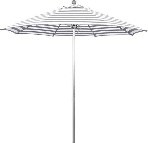 Miniatura 10 de California Umbrella Paraguas redondo de aluminio/fibra de vidrio de 9', empuje abierto, poste de plata, tela azul real de olefina
