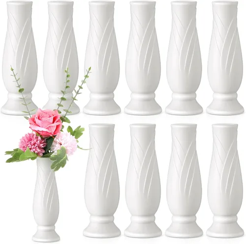 Miniatura 13 de Didaey Paquete de 10 jarrones de plástico compuesto a granel, pequeños jarrones florales bohemios para ramo de flores secas, centros de mesa