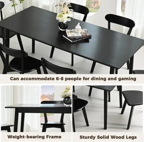 Miniatura 4 de DELAVIN Mesa de Comedor Grande de Madera Maciza de 70.8" para 6-8 Personas, Mesa de Cocina Rectangular de Roble Estilo Moderno de Mediados de Siglo